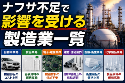 ナフサ不足で影響を受ける製造業一覧