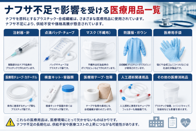 ナフサ不足で影響を受ける医療用品一覧