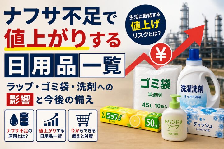 ナフサ不足で値上がりする日用品一覧|ラップ・ゴミ袋・洗剤への影響と今後の備え