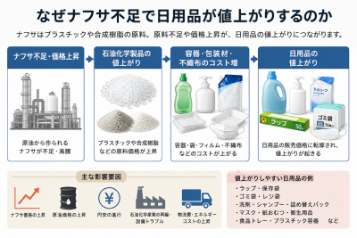 なぜナフサ不足で日用品が値上がりするのか