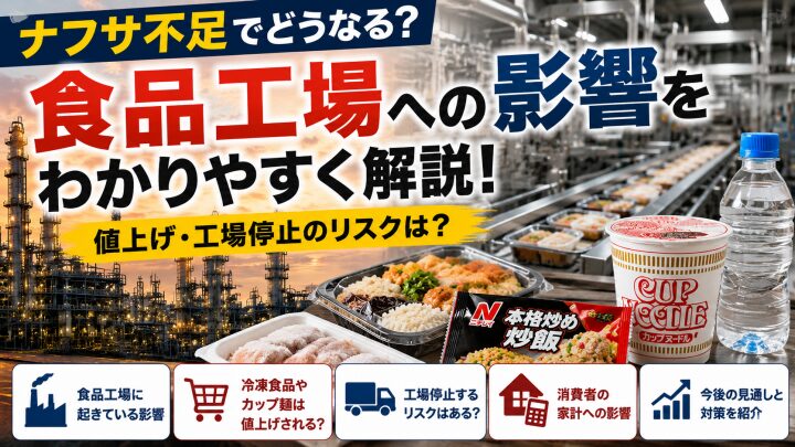 ナフサ不足で食品工場はどうなる?冷凍食品・カップ麺・包装材への影響を解説